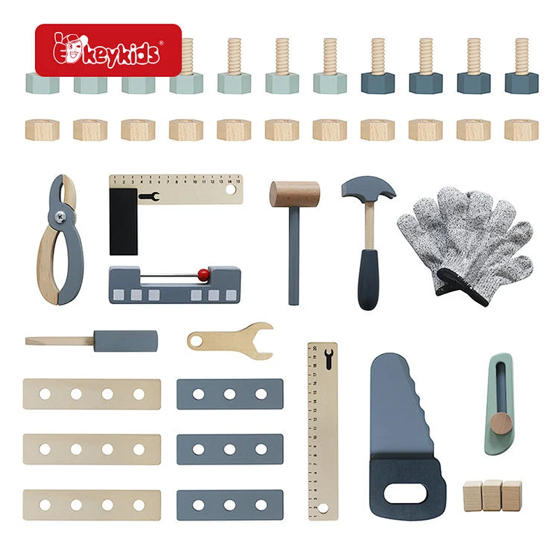 Creative Wooden Tool Workbench Toy Set Fun Pretend Play Educational Kit for Kids Boys & Girls W03D246